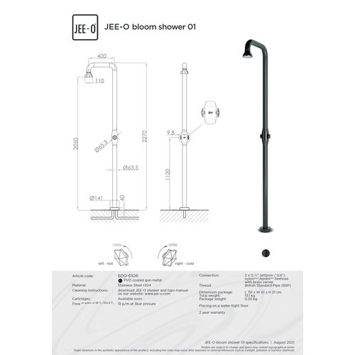 JEE-O JEE-O Bloom vrijstaande douche gun metal - 600-6106