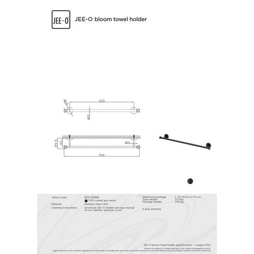 JEE-O JEE-O Bloom Handdoekhouder gun metal - 601-0066