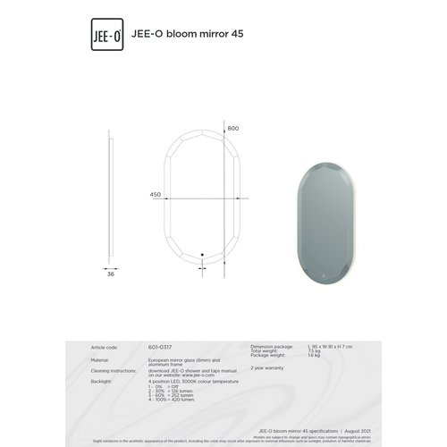 JEE-O Bloom Spiegel met LED backlight 45 x 80 cm - 601-0317 | 45x80cm JEE-O JEE-O Bloom Spiegel met LED backlight 45 x 80 cm - 601-0317 | 45x80cm