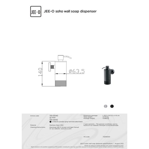 JEE-O JEE-O Soho Zeepdispenser met wandhouder RAW - 701-0040