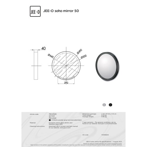 JEE-O Soho Spiegel 50 cm - 701-0120 | Geborsteld RVS | Ø50 cm JEE-O JEE-O Soho Spiegel 50 cm - 701-0120 | Geborsteld RVS | Ø50 cm