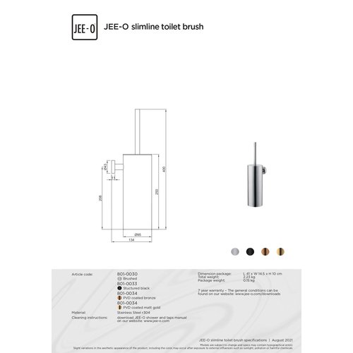 JEE-O JEE-O Slimline Toiletborstel met wandhouder Mat zwart - 801-0033