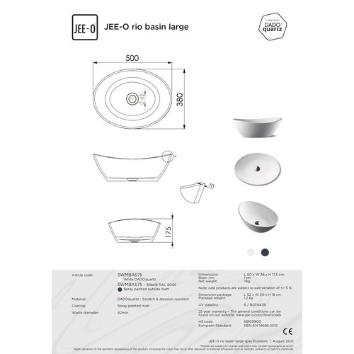 JEE-O Slimline Rio Waskom Opzetkom SWMBAS75-Zilver | Mat Zilver JEE-O JEE-O Slimline Rio Waskom Opzetkom SWMBAS75-Zilver | Mat Zilver