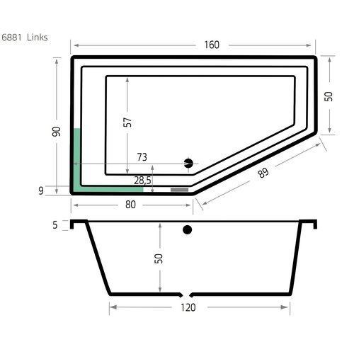 Xenz Xenz Society Inbouw hoekbad Links 160x90 Wit