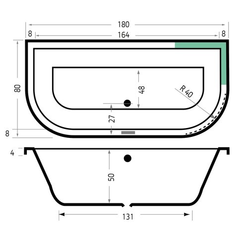 Xenz Xenz Principe Basic Hoek Inbouwbad 180x80 Wit