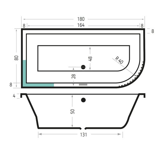 Xenz Xenz Principe Links Hoek Inbouwbad 180x80 Wit