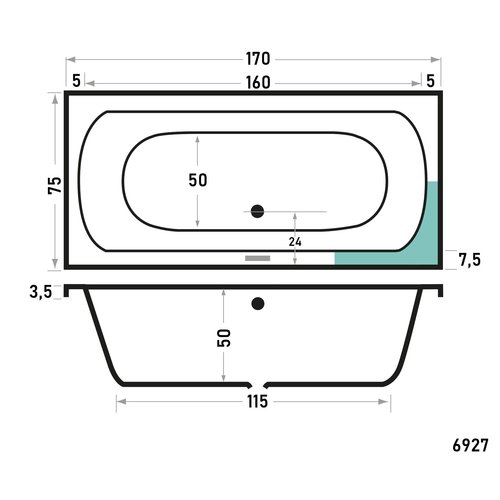 Xenz Xenz Lagoon Inbouwbad 170x75 Wit