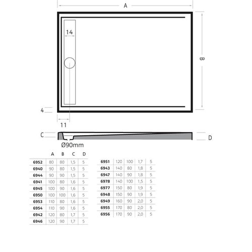 Xenz Xenz Easy Tray Douchevloer 100x90 Wit