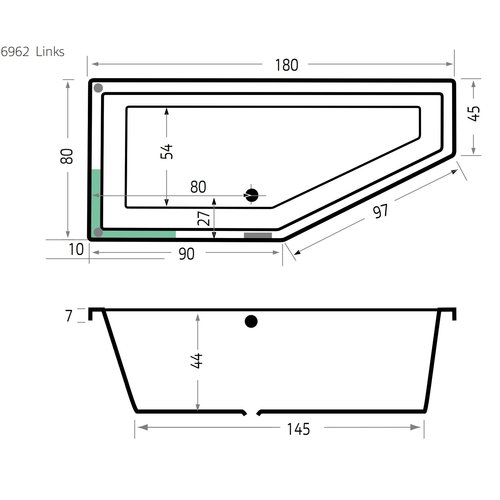 Xenz Xenz Society Compact Links Inbouw hoekbad 180x80 Wit