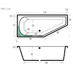 Xenz Xenz Lagoon Compact Links Inbouw hoekbad 170x75 Wit