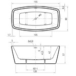 Xenz Xenz Moniek XS Vrijstaand bad 155x80x57 Cement met sleuf overloop, waste Geborsteld grafiet