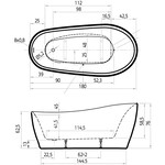 Xenz Xenz Isa Vrijstaand bad 180x85 62/76 Wit met sleuf overloop, waste Glans Wit