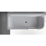 Xenz Xenz GO! inloop Half vrijstaand hoek/douchebad 180 x 80 cm Links Wit, sleuf overloop waste in Chroom zonder scherm