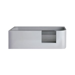 Xenz GO! inloop Half vrijstaand hoek/douchebad 180 x 80 cm Links Wit, sleuf overloop waste in Inox, zonder scherm