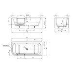 Xenz Xenz GO! inloop Half vrijstaand hoek/douchebad 180 x 80 cm Rechts Wit, sleuf overloop waste in Wit, zonder scherm