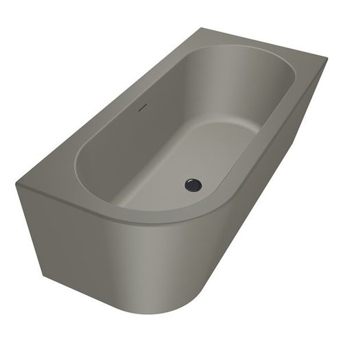 Xenz Xenz Charley XS Rechts Half-vrijstaand Hoekbad 165x75x58 Cement, sleuf overloop, waste Inox