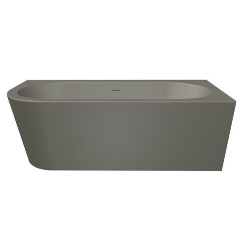 Xenz Xenz Charley XS Rechts Half-vrijstaand Hoekbad 165x75x58 Cement, sleuf overloop, waste Inox