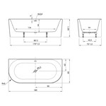 Xenz Xenz Fay Half-vrijstaand Bad 180x80x60 Glans Wit, met sleuf overloop, incl. waste Glans Wit