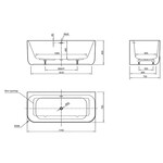 Xenz Xenz Taylor Half-vrijstaand bad 170x75 Wit met sleuf overloop, waste Chroom