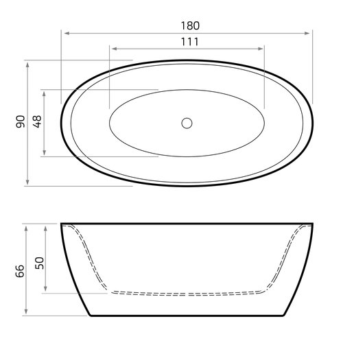 Xenz Xenz Sio Solid Surface bad 180x90x66 Mat Wit