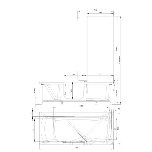 Xenz Xenz Style inloop douchebad 180 x 80 cm Links - UITLOPEND!