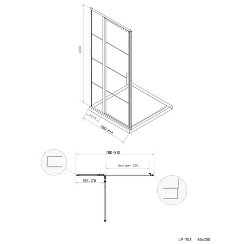 Xenz Xenz Industrial Line Premium nisdeur aan zijdeel 80x200 (78-81 cm)