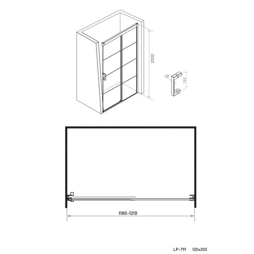 Xenz Xenz Ind.Line Liverpool Soft close schuifdeur voor nis vast deel rechts 120x200 (118-121 cm)