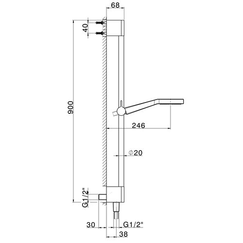 Xenz Xenz Pure - glijstangset 90 cm met geïntegreerde wandinlaat Mat wit