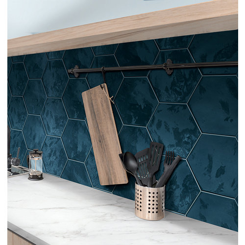 Terratinta Hexa wall ocean wave glossy wandtegel 15x17.3cm Terratinta Terratinta Hexa wall ocean wave glossy wandtegel 15x17.3cm