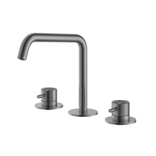 HotBath HotBath Archie Wastafelmengkraan 3 gats zonder waste Geborsteld Gunmetal PVD AR033BGP