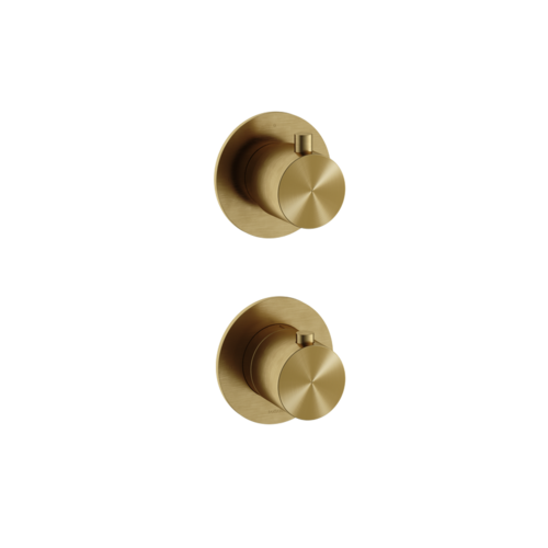 HotBath Archie Afbouwdeel - Inbouw thermostaat met 2-weg stop-omstel Geborsteld Messing PVD AR7009EXTBBP HotBath HotBath Archie Afbouwdeel - Inbouw thermostaat met 2-weg stop-omstel Geborsteld Messing PVD AR7009EXTBBP