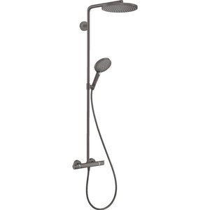 Hansgrohe Raindance 240 PowderRain 1jet showerpipe: m. Ecostat Comfort douchekraan thermostatisch m. Raind. Select S 120 3jet handd. en hoofdd. 1jet brushed black chroom