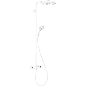 Hansgrohe Raindance 240 PowderRain 1jet showerpipe: m. Ecostat Comfort douchekraan thermostatisch m. Raind. Select S 120 3jet handd. en hoofdd. 1jet mat wit