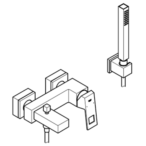 Grohe Grohe Eurocube badkraan 15 cm met doucheset Chroom