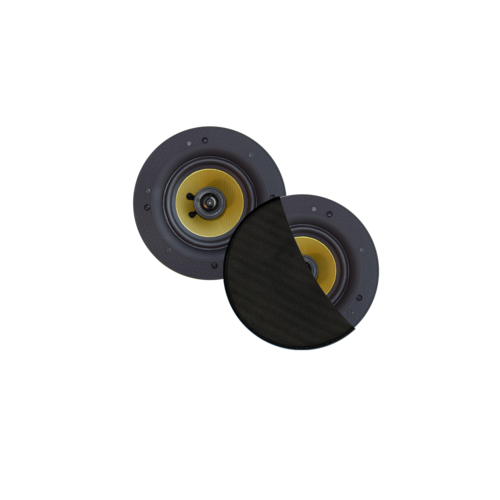 Aquasound Randloze Samba speaker set in mat zwart, (rond 195mm) 65 WATT