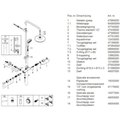 Grohe Grohe Tempesta New Cosmopolitan douchesysteem met thermostaat Chroom 2792