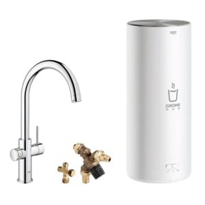 Grohe Red duo keukenkraan C-uitloop en combi boiler Chroom