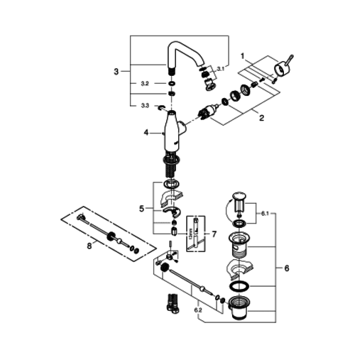 Grohe Grohe Essence New L-Size wastafelkraan hoog met waste warm Sunset Geborsteld