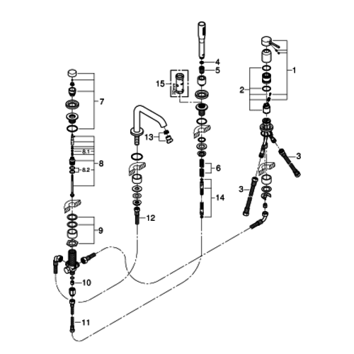 Grohe Grohe Essence New afdekset 4-gats badrandcombinatie warm Sunset Geborsteld