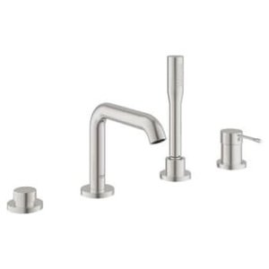 Grohe Essence New afdekset 4-gats badrandcombinatie met douchegarnituur Supersteel