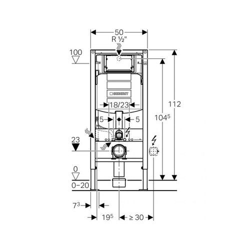 Geberit Geberit UP320 Duofix compleet wc-element incl. inbouwreservoir voor hangend toilet, afmetingen 112x50x12 cm - 111.308.00.5