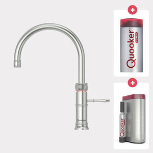 Quooker Classic Fusion round kokendwaterkraan opbouw uitloop draaibaar met Combi reservoir & Cube reservoir RVS