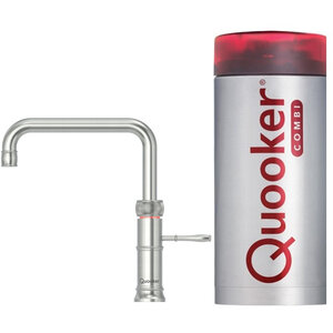 Quooker Classic Fusion square kokendwaterkraan opbouw uitloop draaibaar met Combi+ reservoir RVS