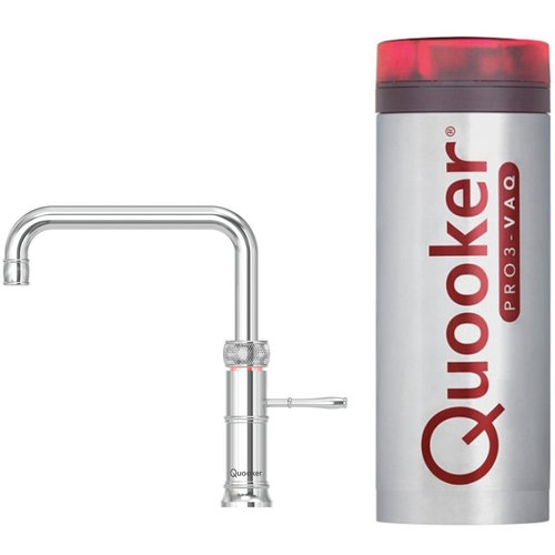Quooker Classic Fusion square kokendwaterkraan opbouw uitloop draaibaar met Pro3 reservoir Chroom Quooker Quooker Classic Fusion square kokendwaterkraan opbouw uitloop draaibaar met Pro3 reservoir Chroom