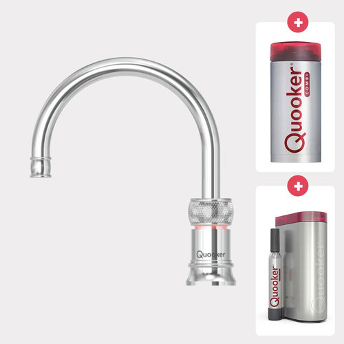 Quooker Classic Nordic round kokendwaterkraan opbouw uitloop draaibaar met Combi reservoir & Cube reservoir Chroom Quooker Quooker Classic Nordic round kokendwaterkraan opbouw uitloop draaibaar met Combi reservoir & Cube reservoir Chroom