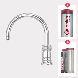 Quooker Quooker Classic Nordic round kokendwaterkraan opbouw uitloop draaibaar met Combi+ reservoir & Cube reservoir Chroom Quooker Classic Nordic round kokendwaterkraan opbouw uitloop draaibaar met Combi+ reservoir & Cube reservoir Chroom