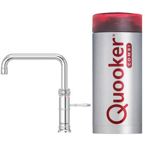 Quooker Classic Fusion square kokendwaterkraan opbouw uitloop draaibaar met Combi+ reservoir Chroom