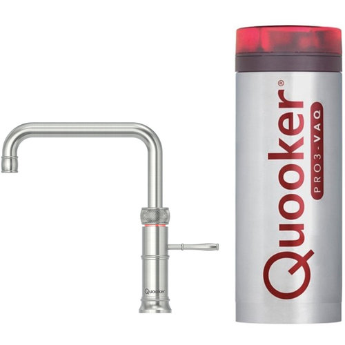 Quooker Classic Fusion square kokendwaterkraan opbouw uitloop draaibaar met Pro3 reservoir RVS Quooker Quooker Classic Fusion square kokendwaterkraan opbouw uitloop draaibaar met Pro3 reservoir RVS