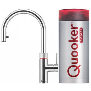 Quooker Flex keukenkraan koud, warm en kokend water inclusief uittrekbare uitloop met Combi+ reservoir Chroom