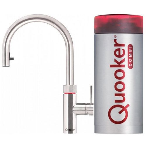 Quooker Quooker Flex keukenkraan koud, warm en kokend water inclusief uittrekbare uitloop met Combi+ reservoir RVS